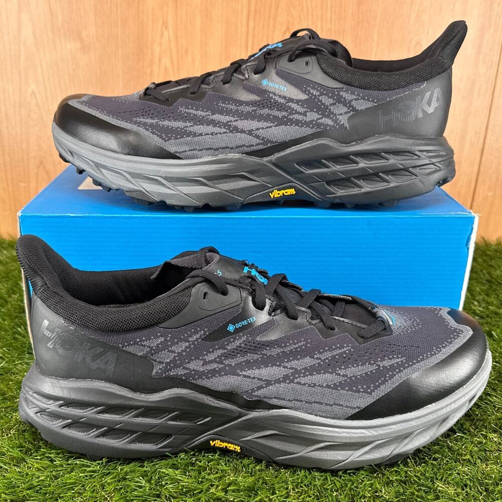 HOKA Speedgoat 5 GORE-TEX Spike Triple Black 1133550-BBLC Men's Size 13
